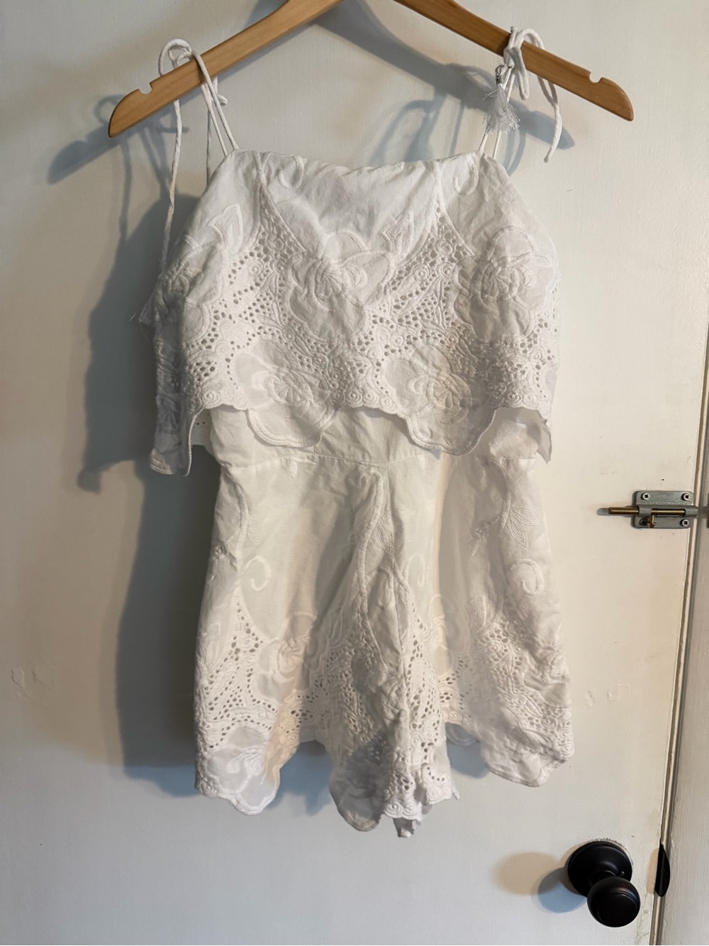 Gianni Bini White Tassel Detail Romper, Sz Small